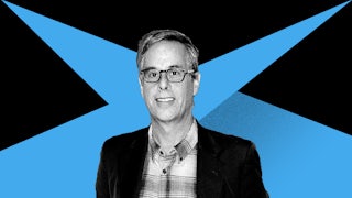 Harry Litman appears in a photo illustration against a black and blue background