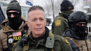 U.S. Customs and Border Protection (CBP) Commissioner Gregory Bovino with his security team in Minnesota, January 21, 2026.
