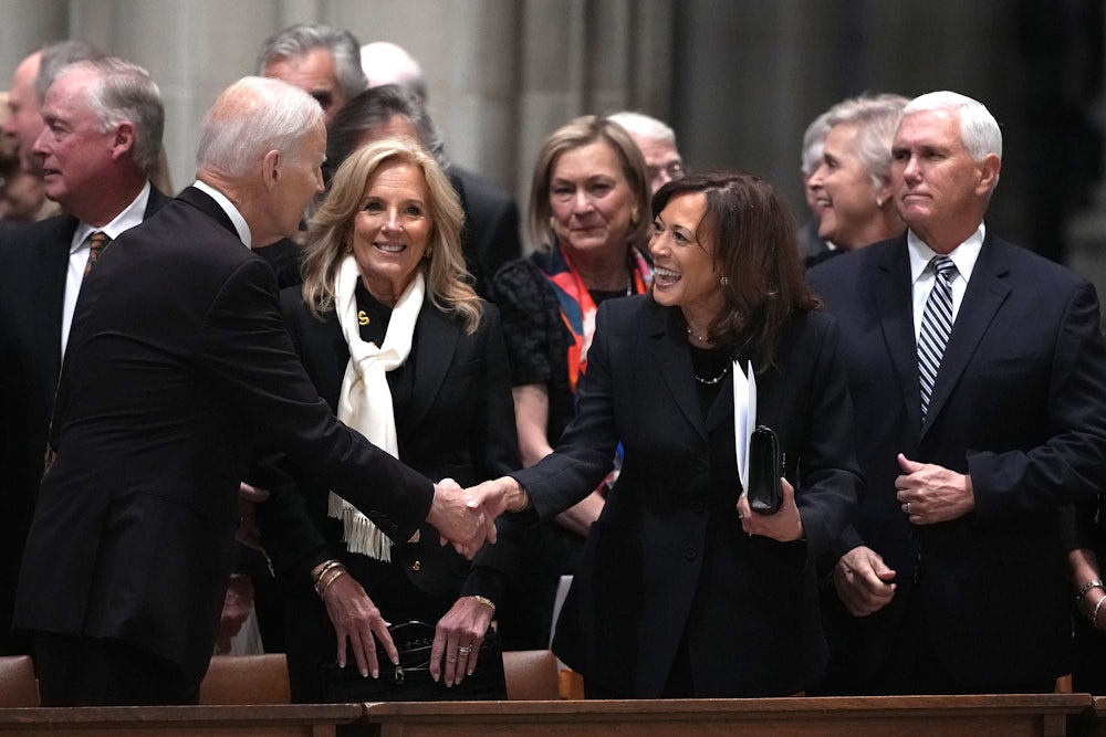 Kamala Harris and Joe Biden at Dick Cheney's funeral