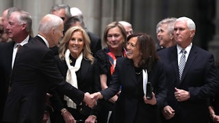 Kamala Harris and Joe Biden at Dick Cheney's funeral