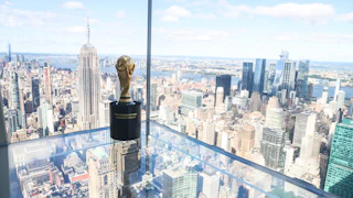 The FIFA World Cup Trophy on display during the official Trophy Tour around FIFA 2026 World Cup host cities.