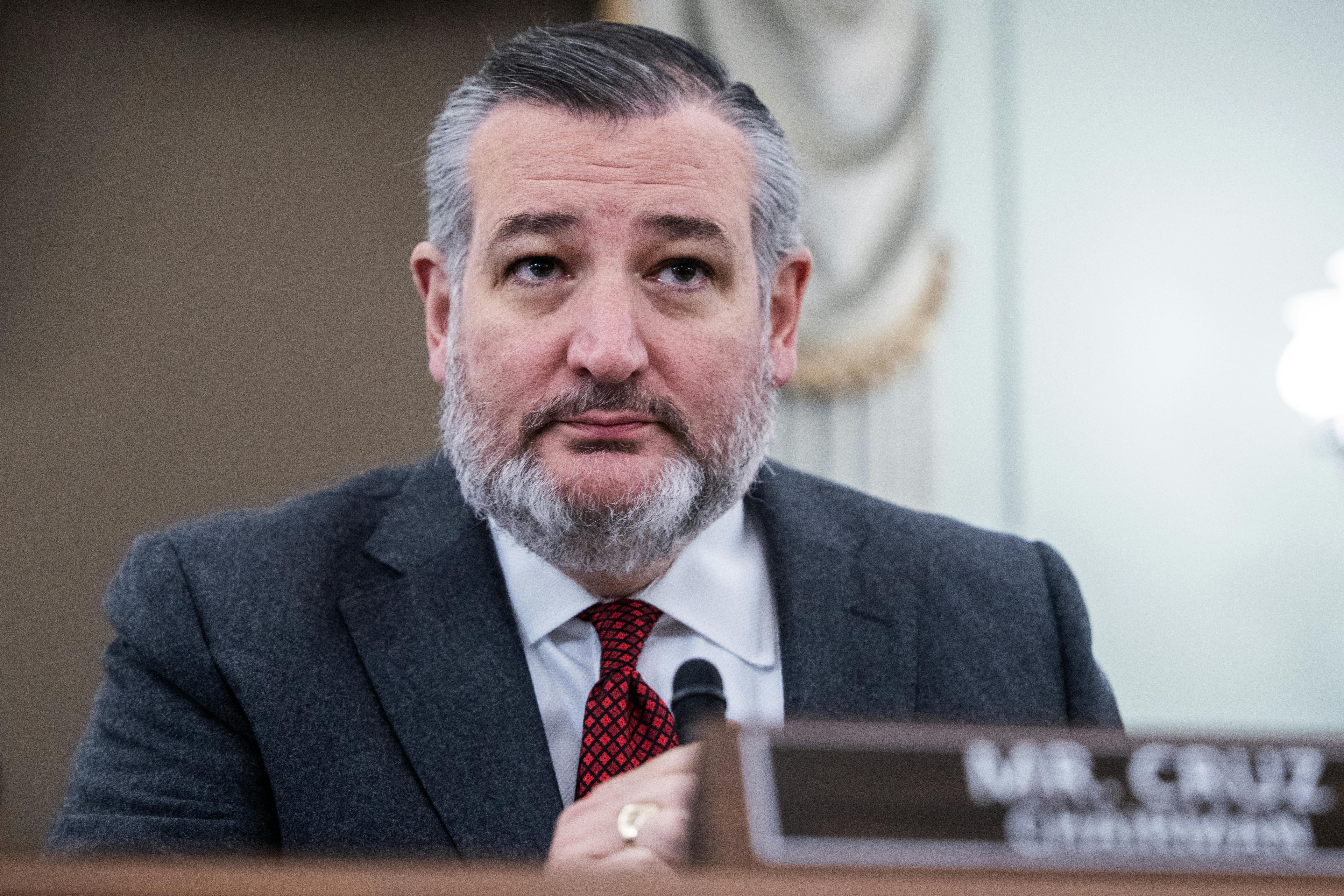 Senator Ted Cruz sits on the dais during a Senate hearing