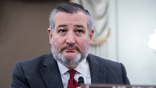 Senator Ted Cruz sits on the dais during a Senate hearing