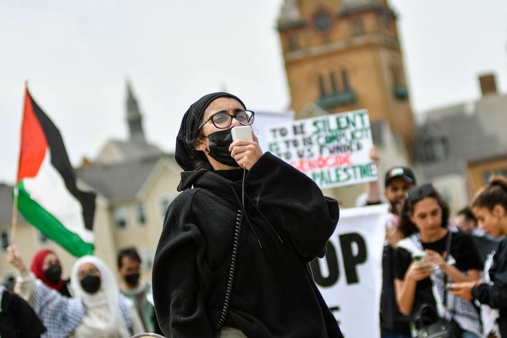 Pro-Palestinian students protest on the campus of Wayne State University in Detroit, Michigan