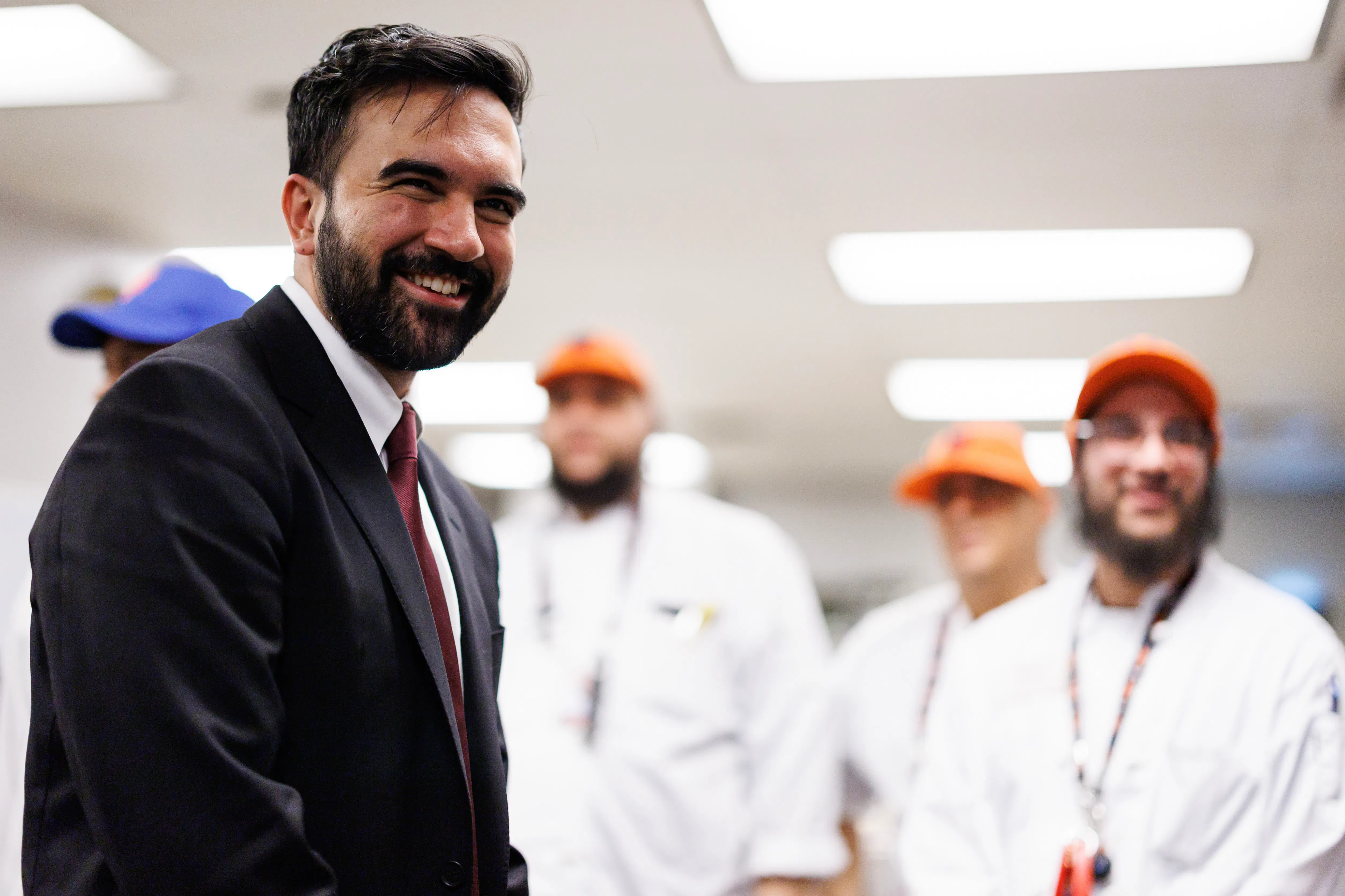 New York City Mayor Zohran Mamdani visits employees at Citi Field prior to the game between the New York Mets and the Arizona Diamondbacks.