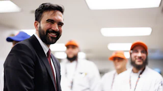 New York City Mayor Zohran Mamdani visits employees at Citi Field prior to the game between the New York Mets and the Arizona Diamondbacks.