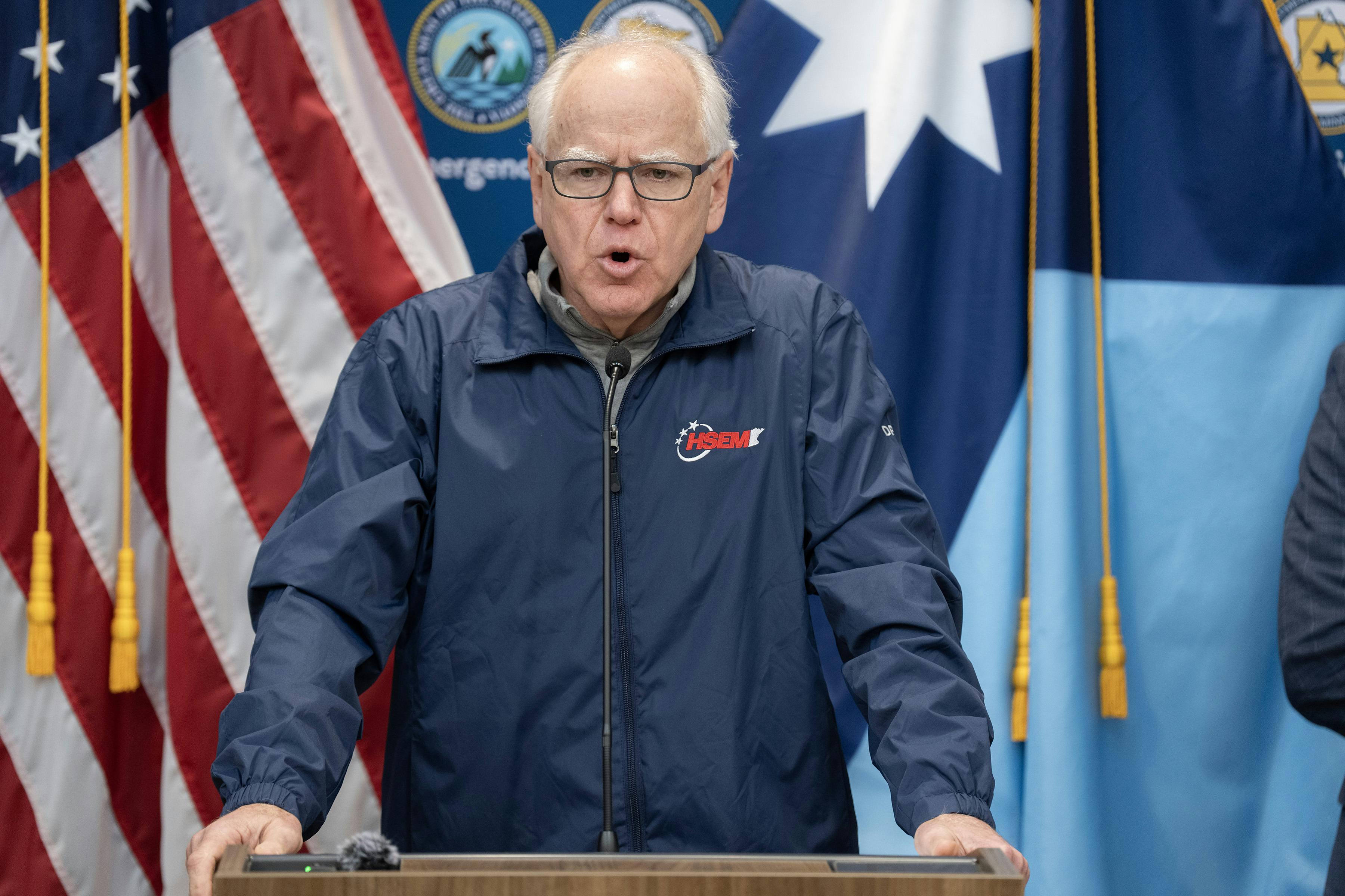 Minnesota Governor Tim Walz speaks at a press conference