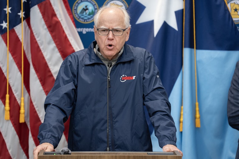 Minnesota Governor Tim Walz speaks at a press conference