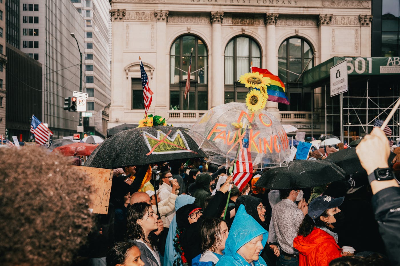 Protesters in New York City on Sunday at the No Kings event 