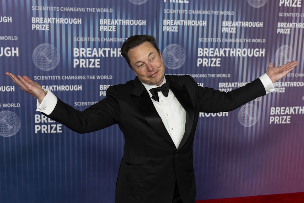 Elon Musks wears a tuxedo and shrugs.