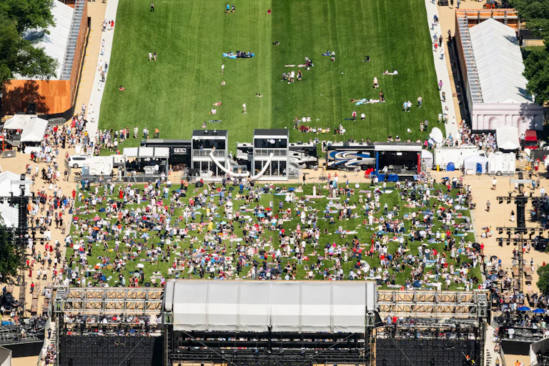 An aerial view of the crowd at Rededicate 250
