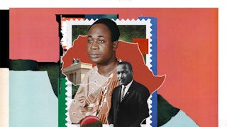 A collage showing Kwame Nkrumah and Martin Luther King, Jr. points to the ties between the two figures in the struggle for Black liberation. It also suggests the piece will discuss the promise of pan-Africanism.