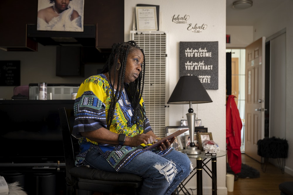 Evette Gilard at her home at the low-income Casa Blanca Apartments
