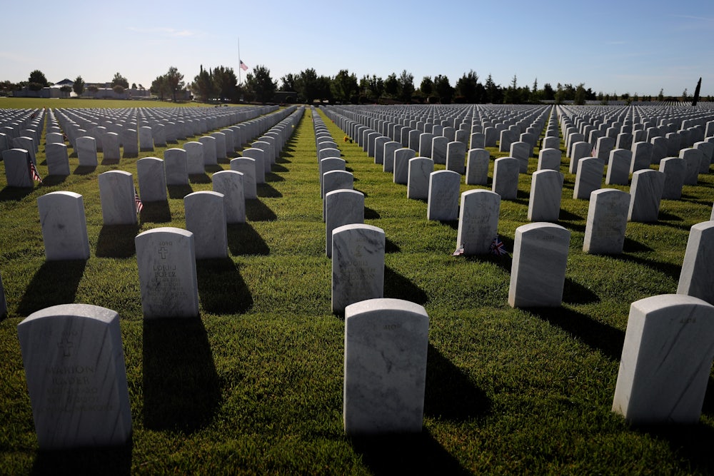 A view of headstones at Sacramento Valley National Cemetery on May 24, 2020 in Dixon, California.