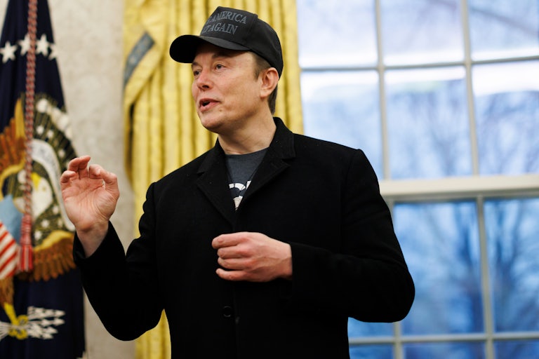Elon Musk speaks in the Oval Office