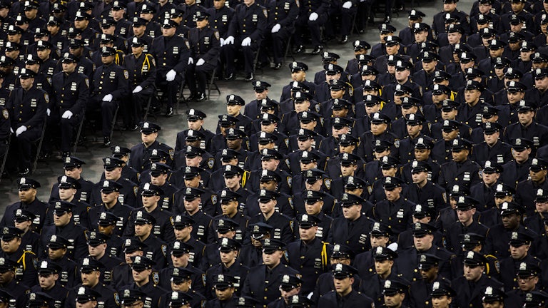 A New York Police Department graduation ceremony