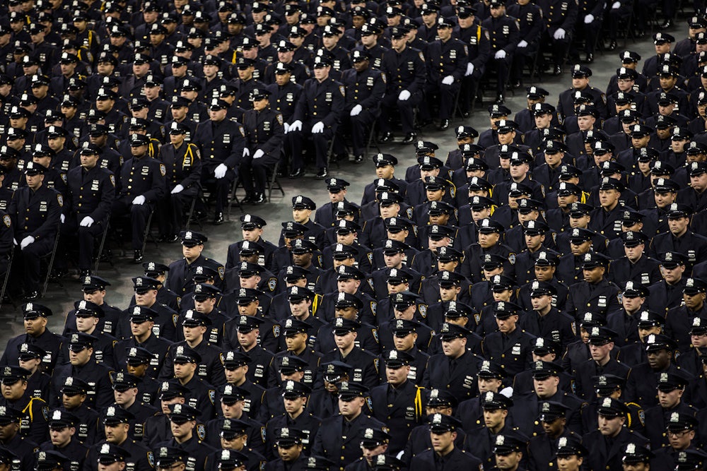 A New York Police Department graduation ceremony