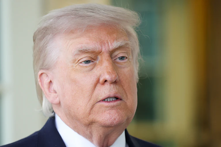 President Donald Trump grimaces