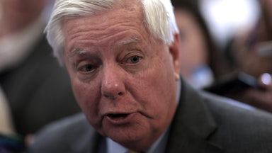 Senator Lindsey Graham speaks to reporters