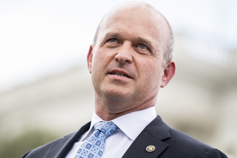 Heritage Foundation President Kevin Roberts speaks outside Congress