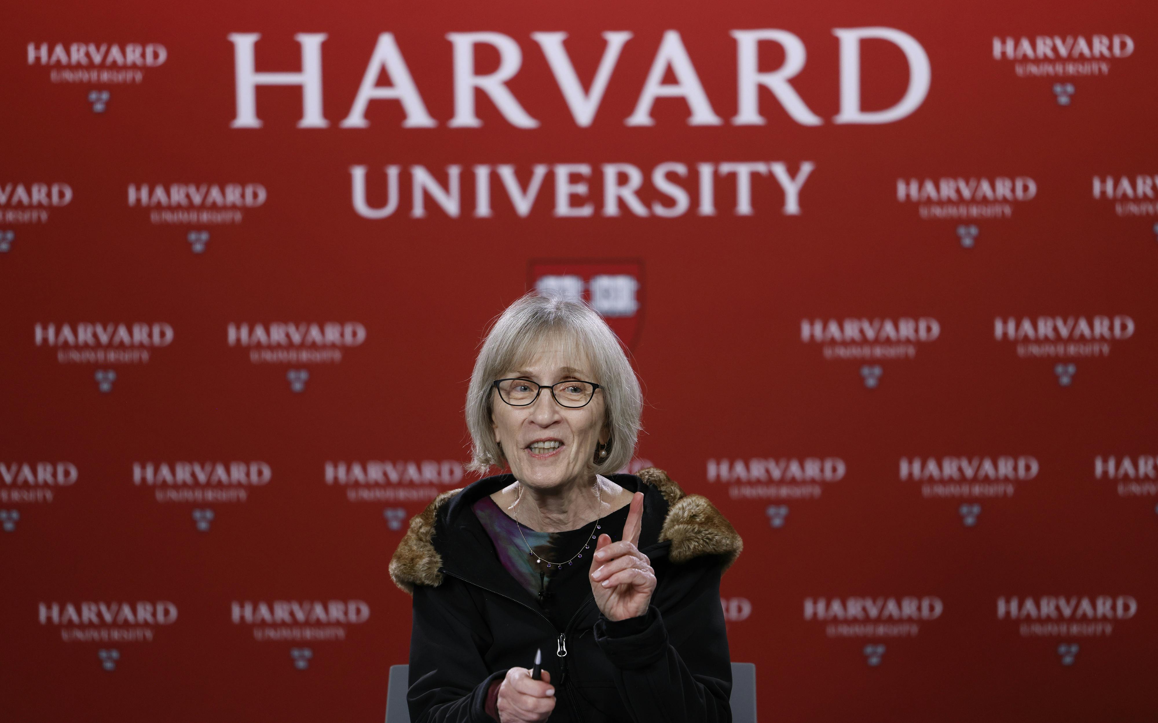 Harvard professor Claudia Goldin speaks during a press conference 