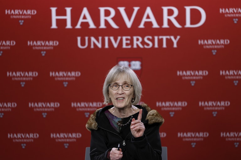 Harvard professor Claudia Goldin speaks during a press conference 