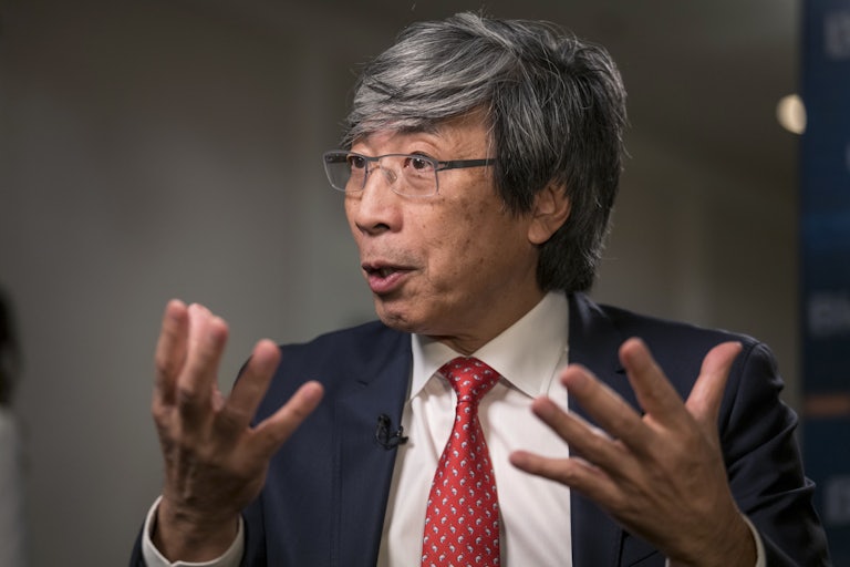 Patrick Soon-Shiong, owner of The Los Angeles Times, speaks during a Bloomberg Television interview at the JPMorgan Healthcare Conference in San Francisco, California. 