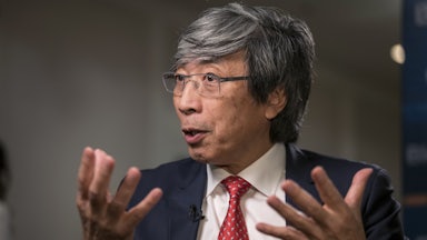 Patrick Soon-Shiong, owner of The Los Angeles Times, speaks during a Bloomberg Television interview at the JPMorgan Healthcare Conference in San Francisco, California.