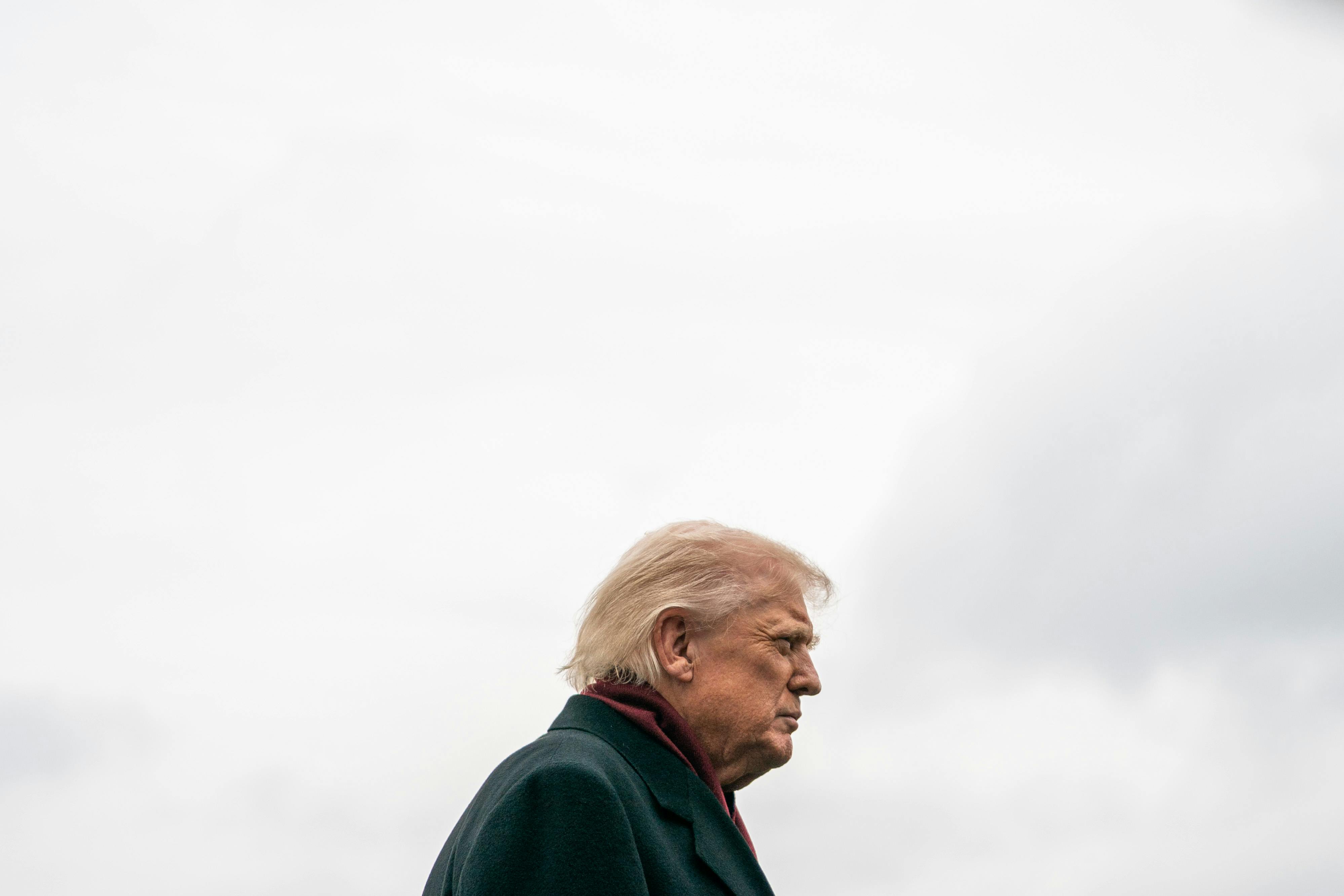 WASHINGTON, DC - NOVEMBER 22: President Donald Trump speaks to members of the press before departing the White House on Marine One in Washington, D.C.
