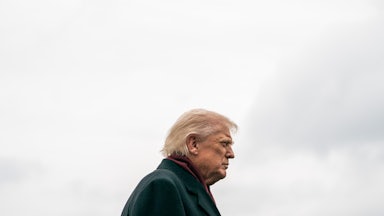 WASHINGTON, DC - NOVEMBER 22: President Donald Trump speaks to members of the press before departing the White House on Marine One in Washington, D.C.