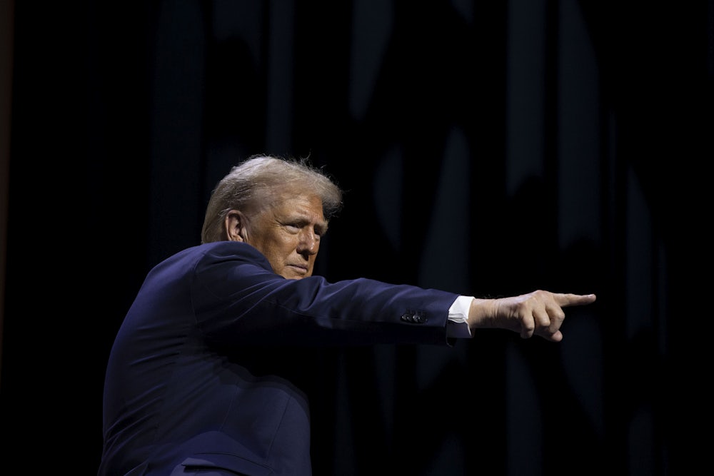 Donald Trump speaks at the Detroit Economic Club on October 10, 2024 in Detroit, Michigan.