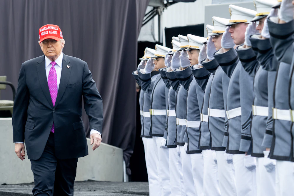 President Donald Trump arrives to deliver the commencement address at the 2025 graduation ceremony at West Point on May 24, 2025