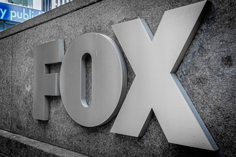 Logo at the main entrance to the FOX News Headquarters (FOX)