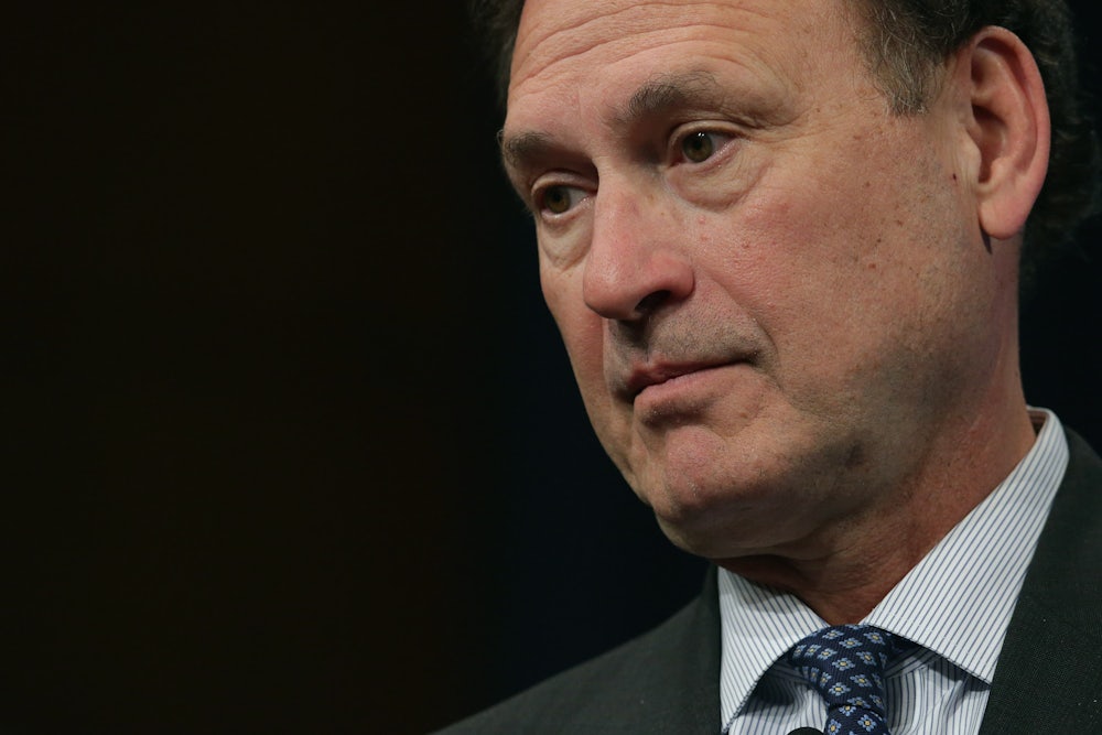 A close up of Supreme Court Justice Samuel Alito.