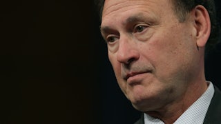 A close up of Supreme Court Justice Samuel Alito.
