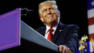 Donald Trump arrives to speak during an election night event at the Palm Beach Convention Center.