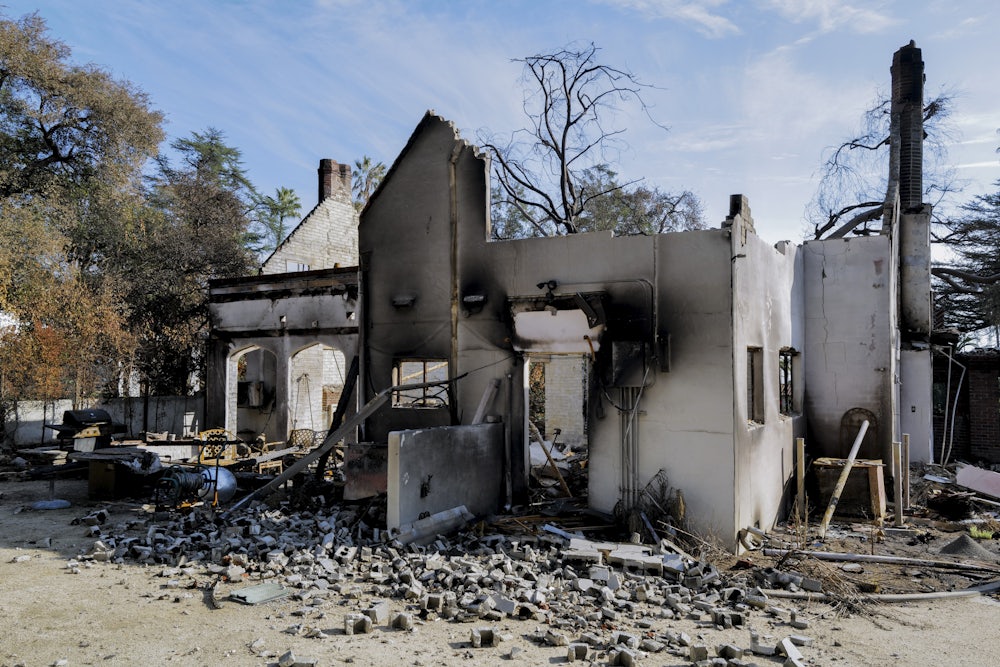 A burned-out home in Altadena, California, after the Eaton Fire swept through the area in early February.