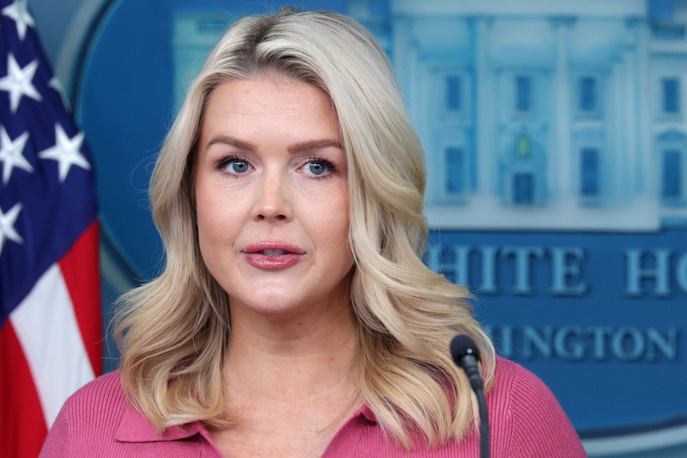 White House press secretary Karoline Leavitt stares into distance