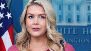 White House press secretary Karoline Leavitt stares into distance