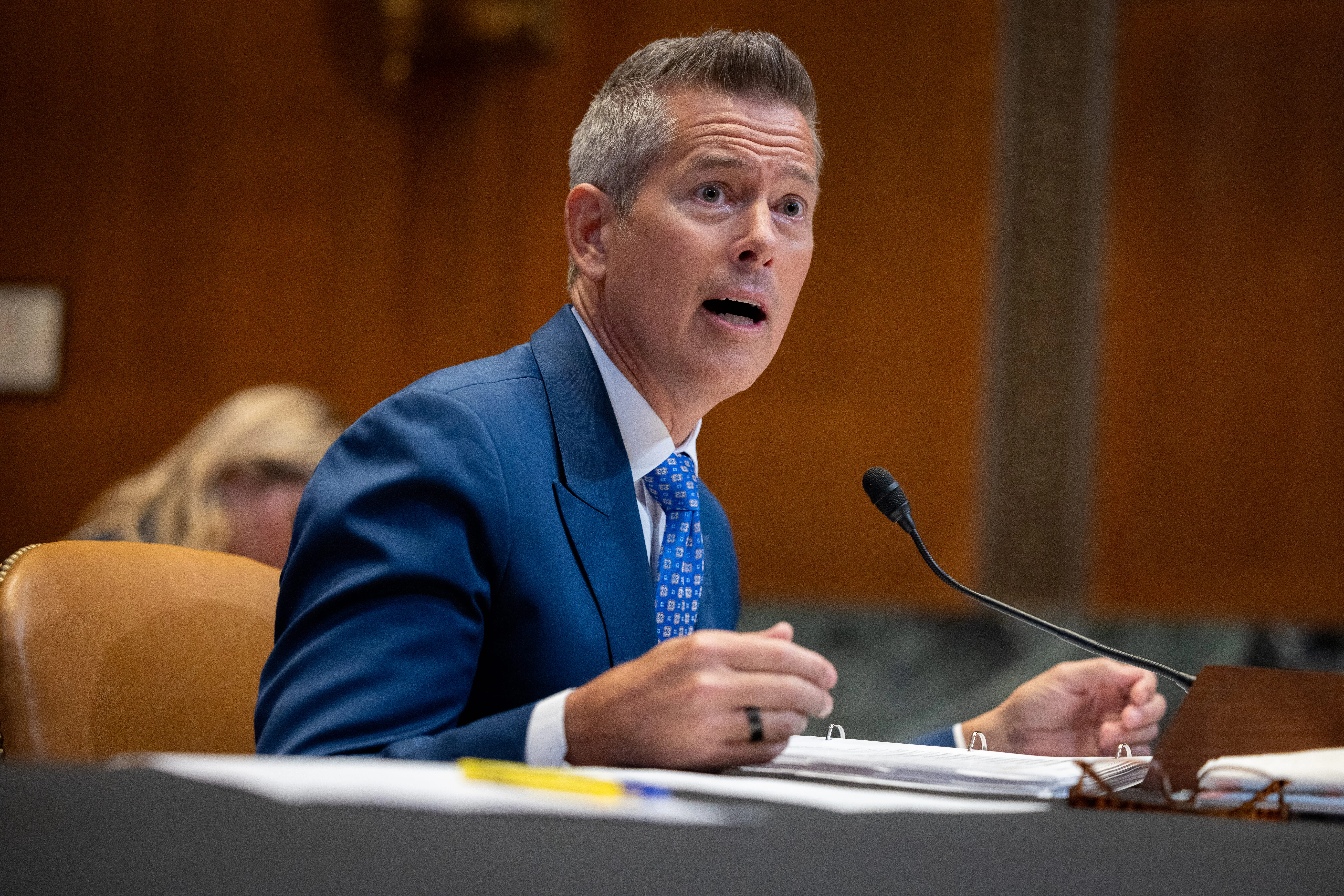 Transportation Secretary Sean Duffy speaks during a congressional hearing