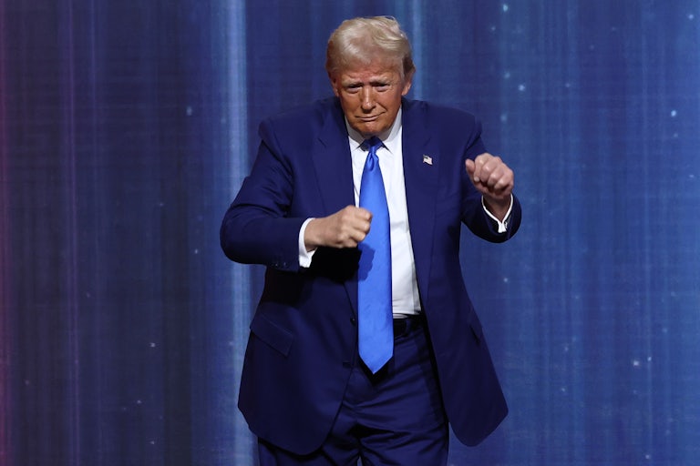 Donald Trump dances on stage