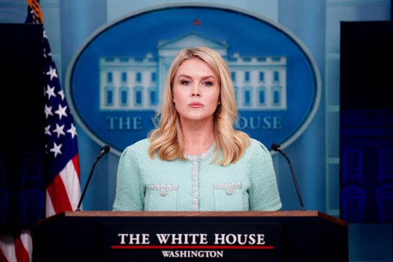 White House press secretary Karoline Leavitt in the White House press briefing room.