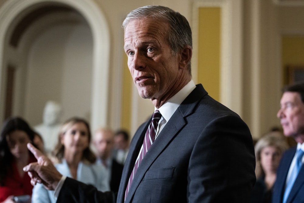 Senate Majority Leader John Thune conducts a news conference after the senate luncheons in the U.S. Capitol on Tuesday, May 20, 2025.