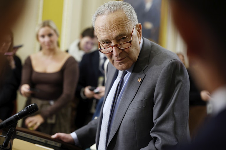 Chuck Schumer speaks to reporters