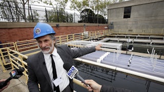 Algae at the wastewater biofuel system at the San Francisco Public Utilities Commission's Southeast Water Pollution Control Plant (shown here in 2012) capture carbon dioxide and produce biofuel.