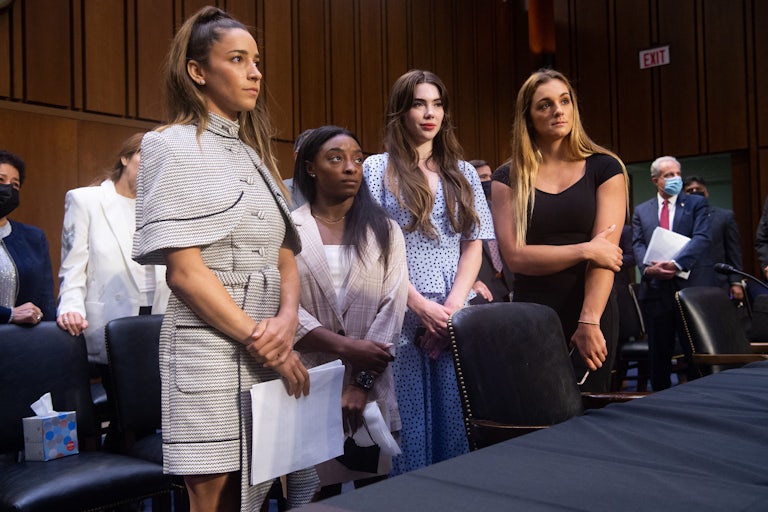 Gymnasts Aly Raisman, Simone Biles, McKayla Maroney, and Maggie Nichols testified at a Senate Judiciary hearing on the FBI's mishandling of the Larry Nassar sex abuse investigation.