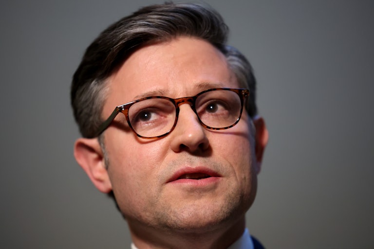 Mike Johnson looks worried