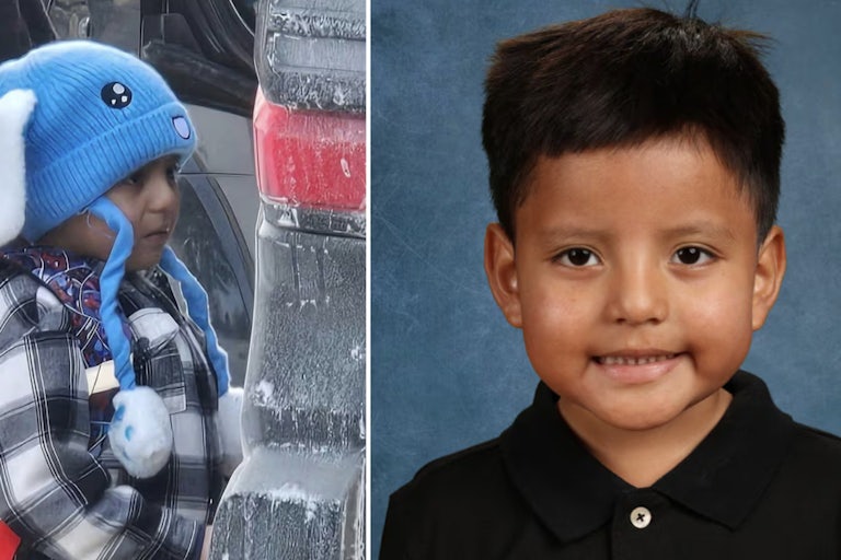 Photos of Liam Conejo Ramos when ICE detained him (left) and from his school (right)