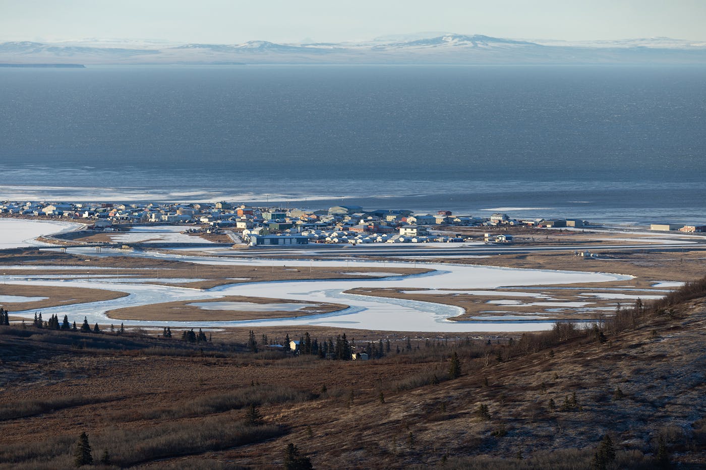Alaska, Unalakleet, aerial view