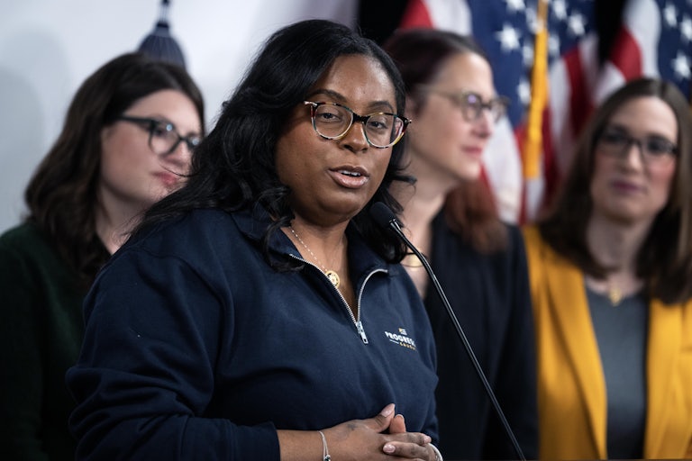 Representative LaMonica McIver speaks at a press conference